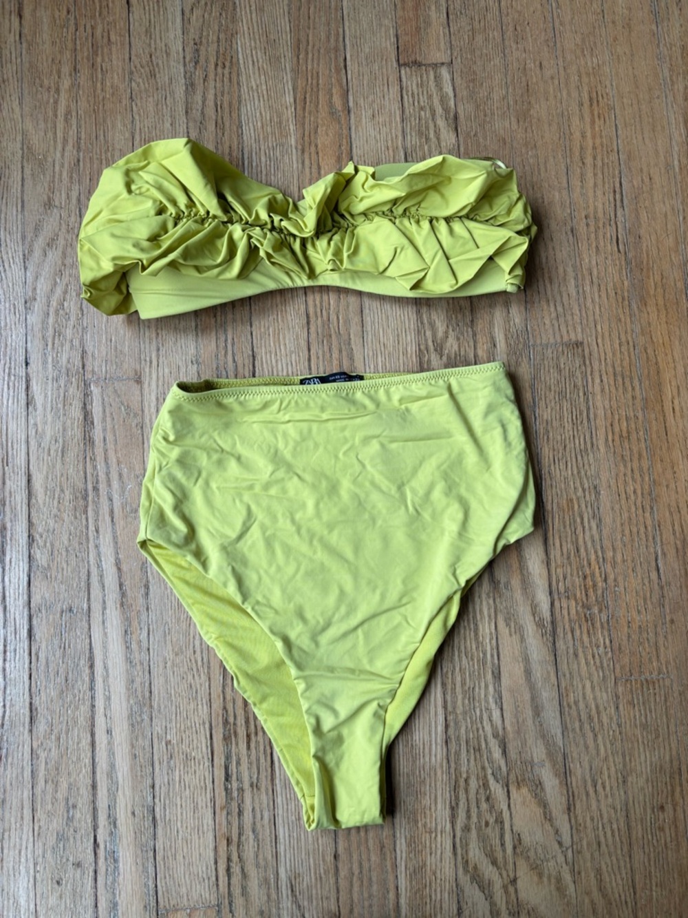 Zara Neon Yellow Lime Bandeau Bikini Set